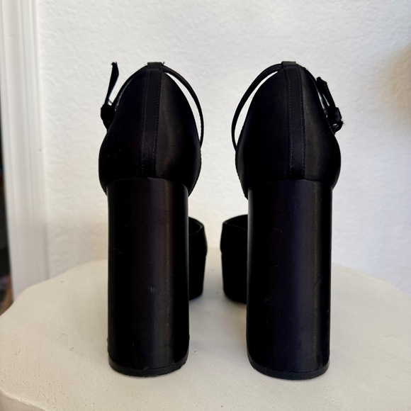 Satin Platform Heel with Ankle Strap - Picture 3 of 3